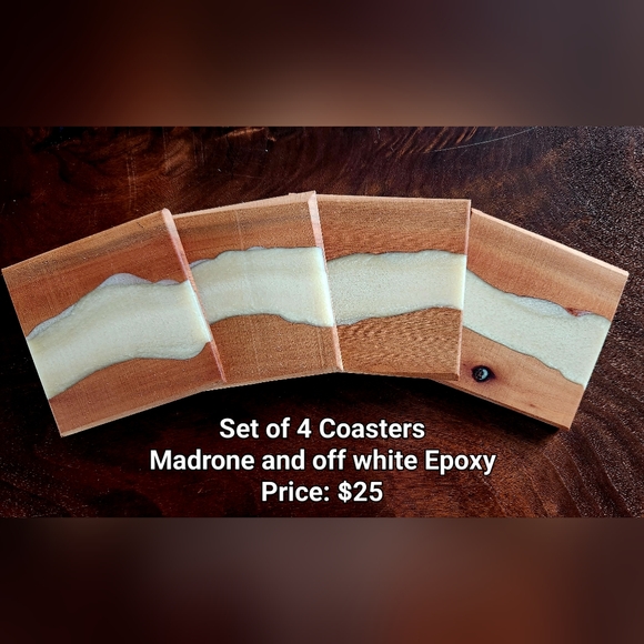 Wood river coasters set of 4 - Picture 1 of 1